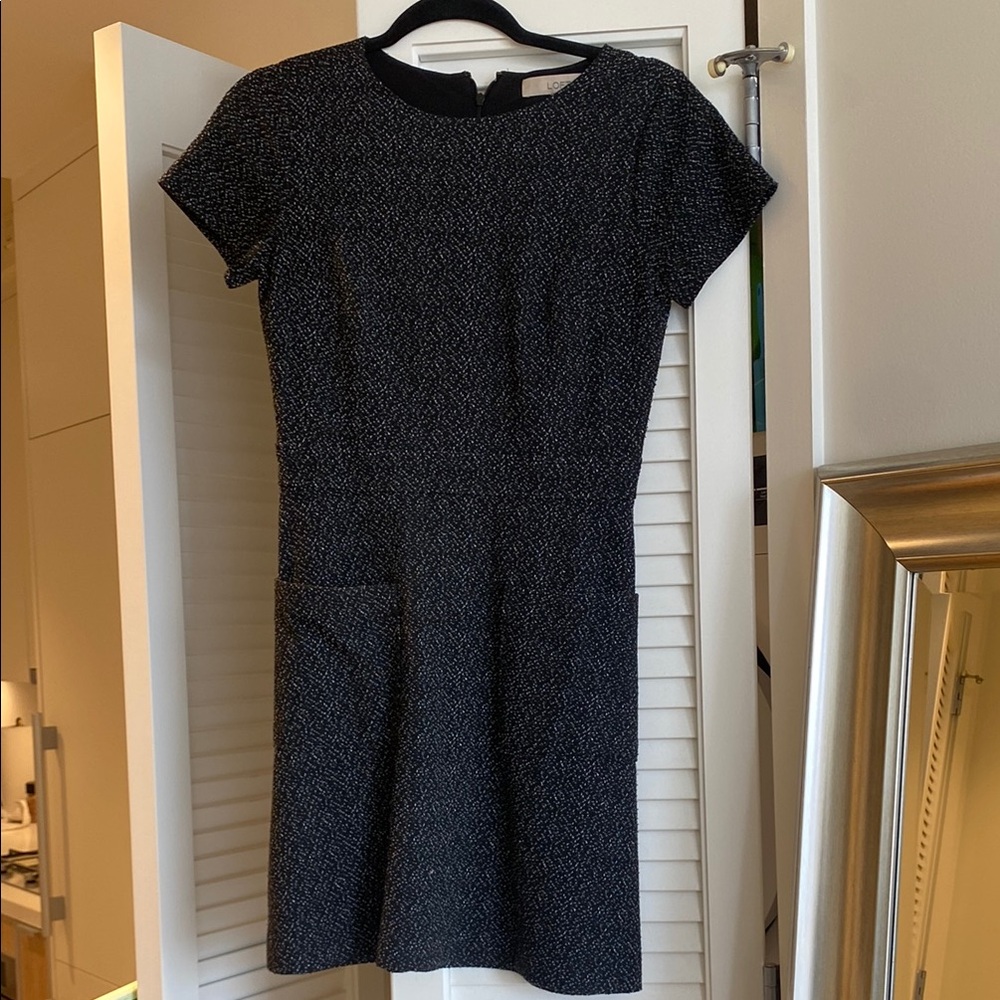 LOFT Gray Mini Dress Crew Neck Short Sleeve